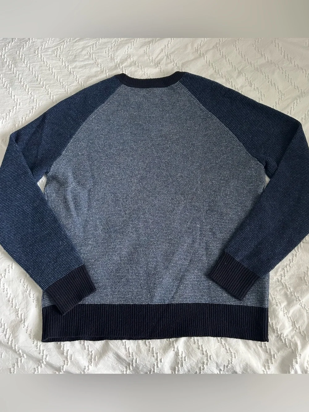 J.Crew Men’s 100% Lambswool Raglan Crewneck Colorblock Pullover Sweater Wool L